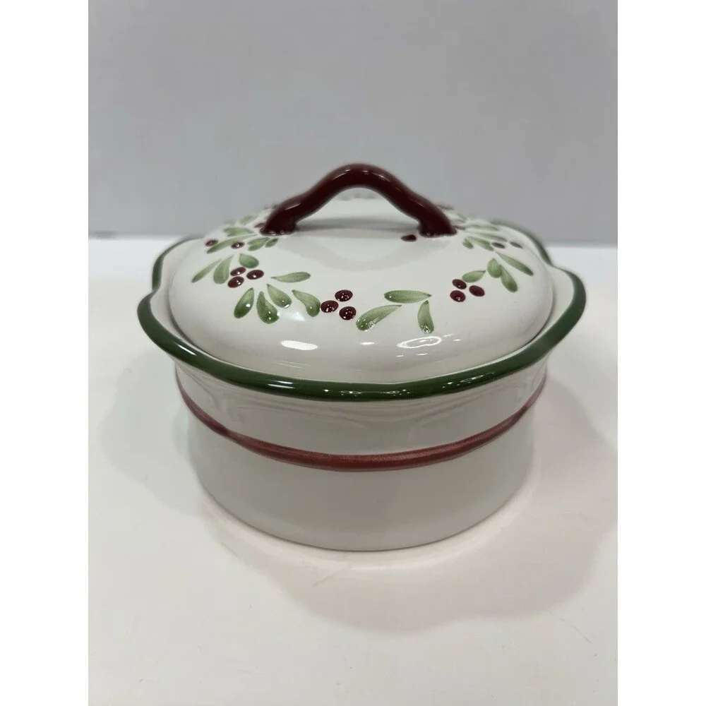 Nikko Holiday Hearth Christmas Bowl Candy Dish Lid Trinket Box 5